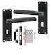 image 2 of Golden Grace Victorian T-Bar Knurled Lock Door Handle Set Matt Black Finish with 2.5'' 3 Lever Lock and Screws - 150mm