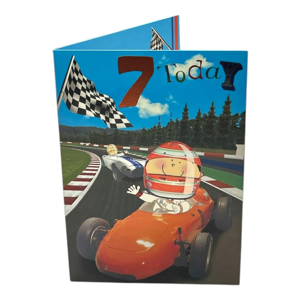 image 1 of Age 7 Male Juvenile Racing Car Design Birthday Card