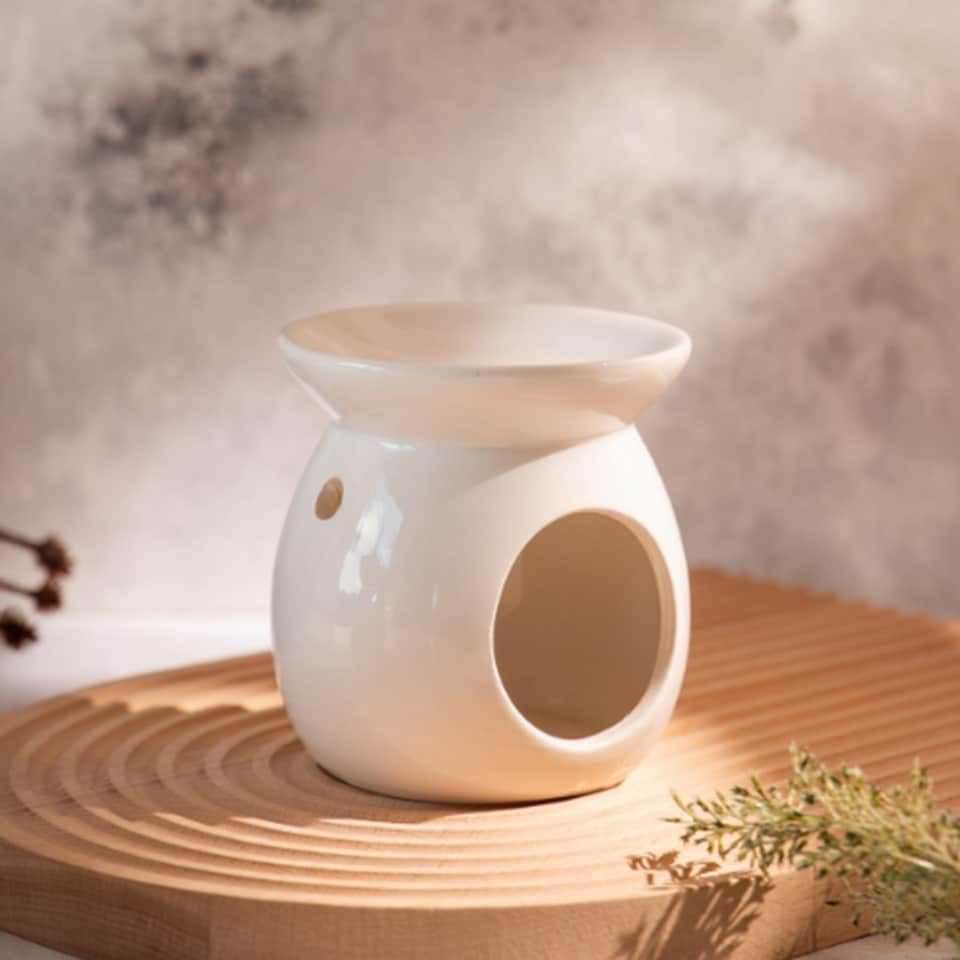 image 1 of White Ceramic Oil Wax Melt Burner 10cm | White | 1 - White | One Size | 1