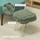image 6 of HOMCOM Square Foot Stool, Woven Footrest Ottoman with Metal Legs, Padded Makeup Vanity Stool, Velvet Dressing Table Seat for Bedroom, Dark Green | Green | 1