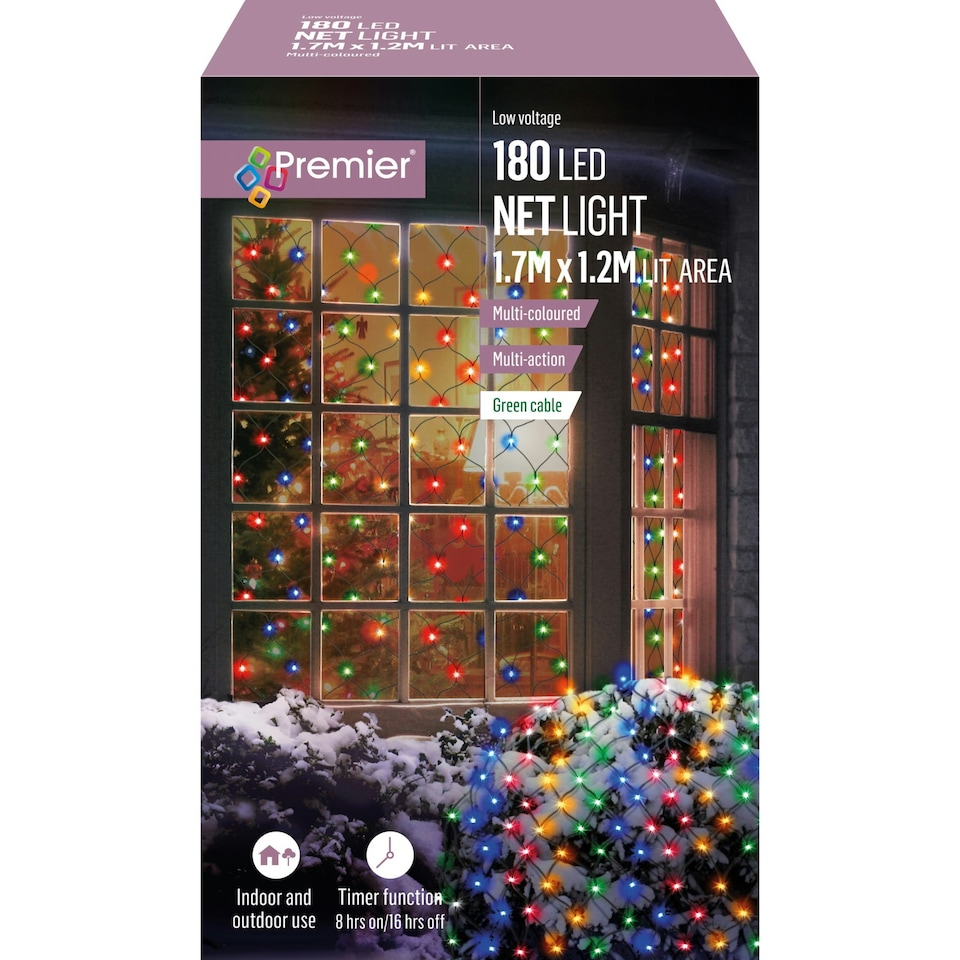 image 1 of Premier Net LED Lights Multi-Coloured 1.7 x 1.2m