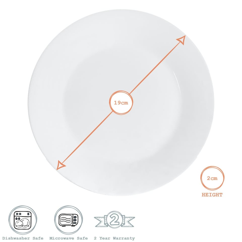 image 1 of Argon Tableware Classic White Dessert Plates - 19cm - Pack of 6 White