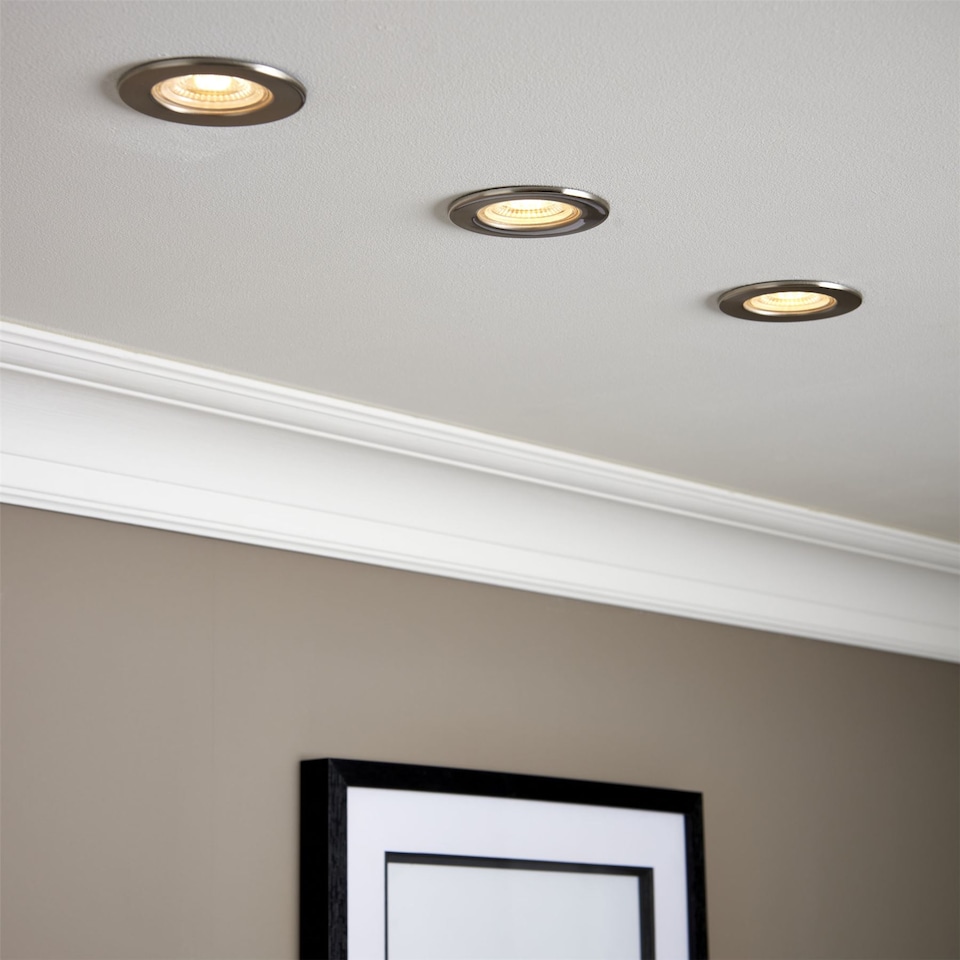 image 1 of Set of 20 Satin Nickel Fire Rated 6W LED 3000K Recessed Downlights