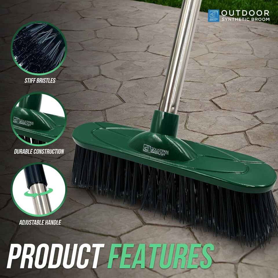 image 1 of 10" Outdoor Broom Garden Yard Brush with Metal Handle