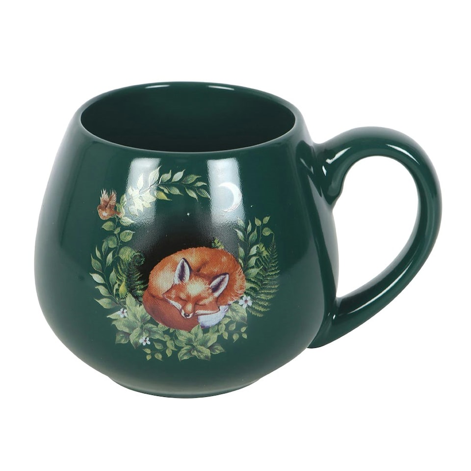 image 1 of Something Different Sleeping Fox Rounded Mug - Green - One Size Green | Green