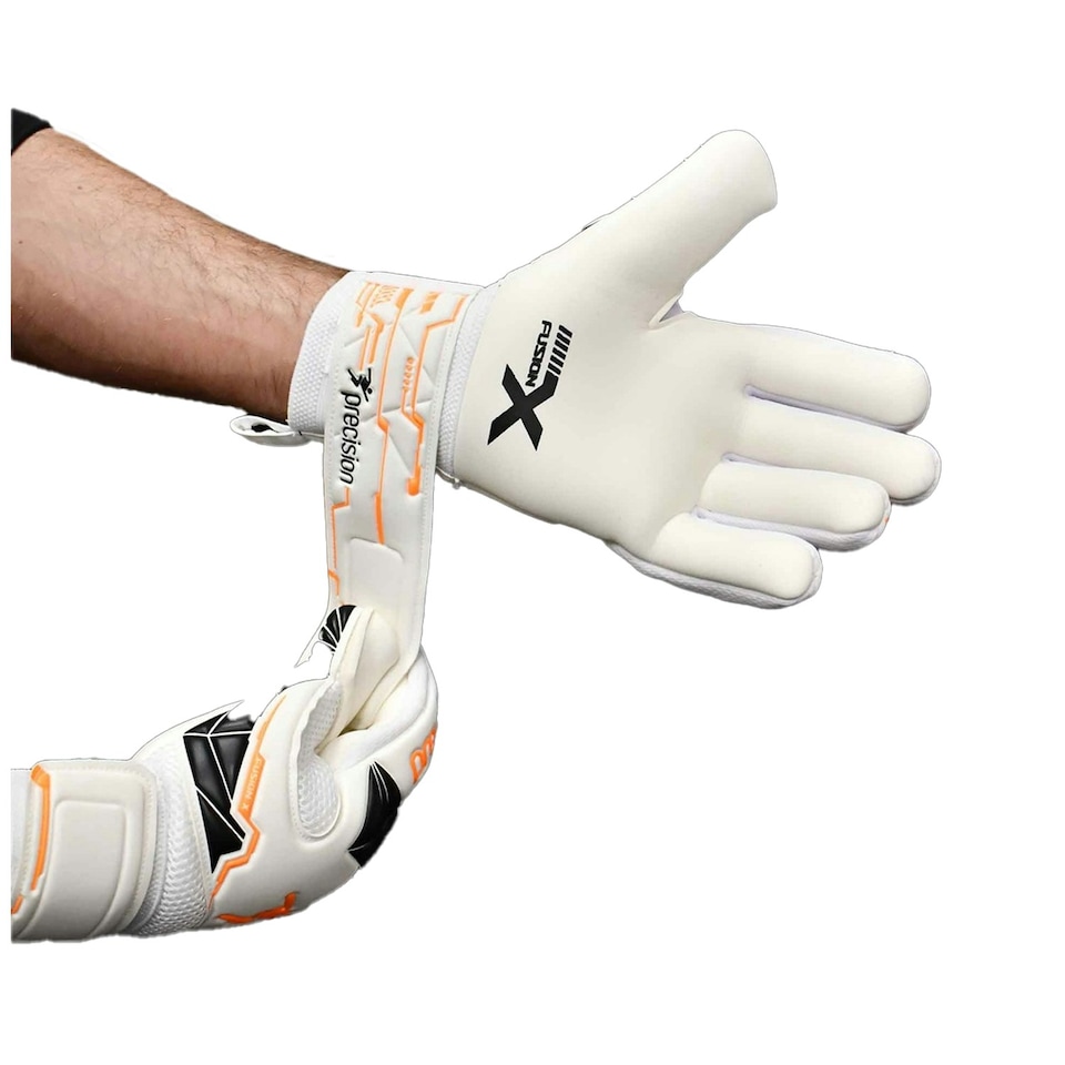 image 1 of Precision Childrens/Kids Fusion X Negative Replica Goalkeeper Gloves - White/Fluorescent Orange/Black - 7