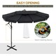 image 3 of Outsunny 2.7m Garden Cantilever Banana Parasol Sun Shade w/ Crank, Black