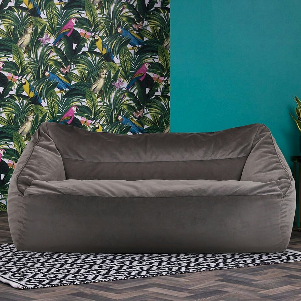 image 1 of icon Cecilia Bean Bag Sofa Charcoal Grey Giant Velvet Bean Bag Chair Grey