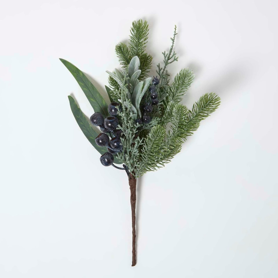 image 1 of Homescapes Artificial Large Blueberry Stem, 45 cm