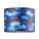 image 2 of Modern Navy Blue Childrens Lamp Shade with Bright Gold Stars and White Clouds | Blue | 10"