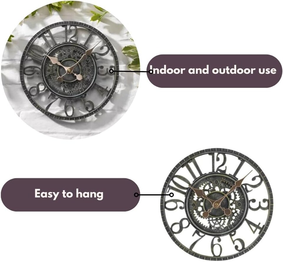 image 1 of Marco Paul 12in Grey Waterproof Garden Clock | Grey