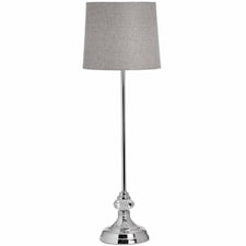 Genoa Chrome Table Lamp - Glass/Metal - L20 x W20 x H62 cm - Grey/Silver Silver