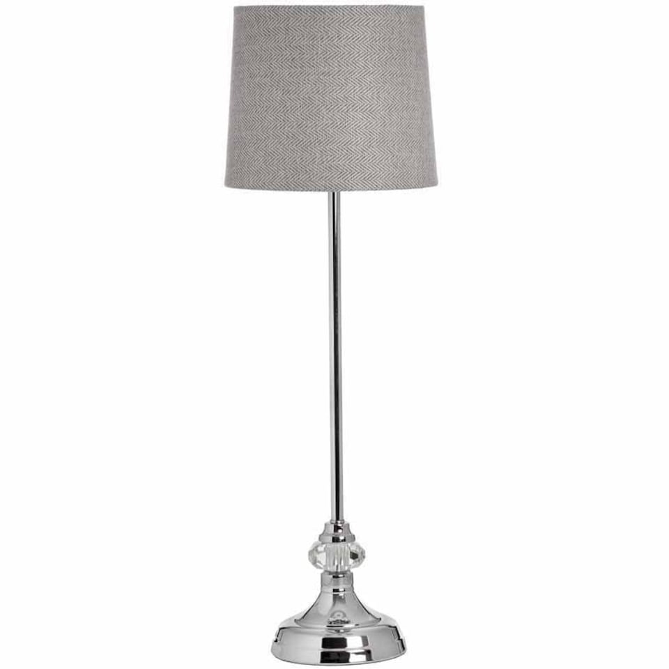 image 1 of Genoa Chrome Table Lamp - Glass/Metal - L20 x W20 x H62 cm - Grey/Silver Silver