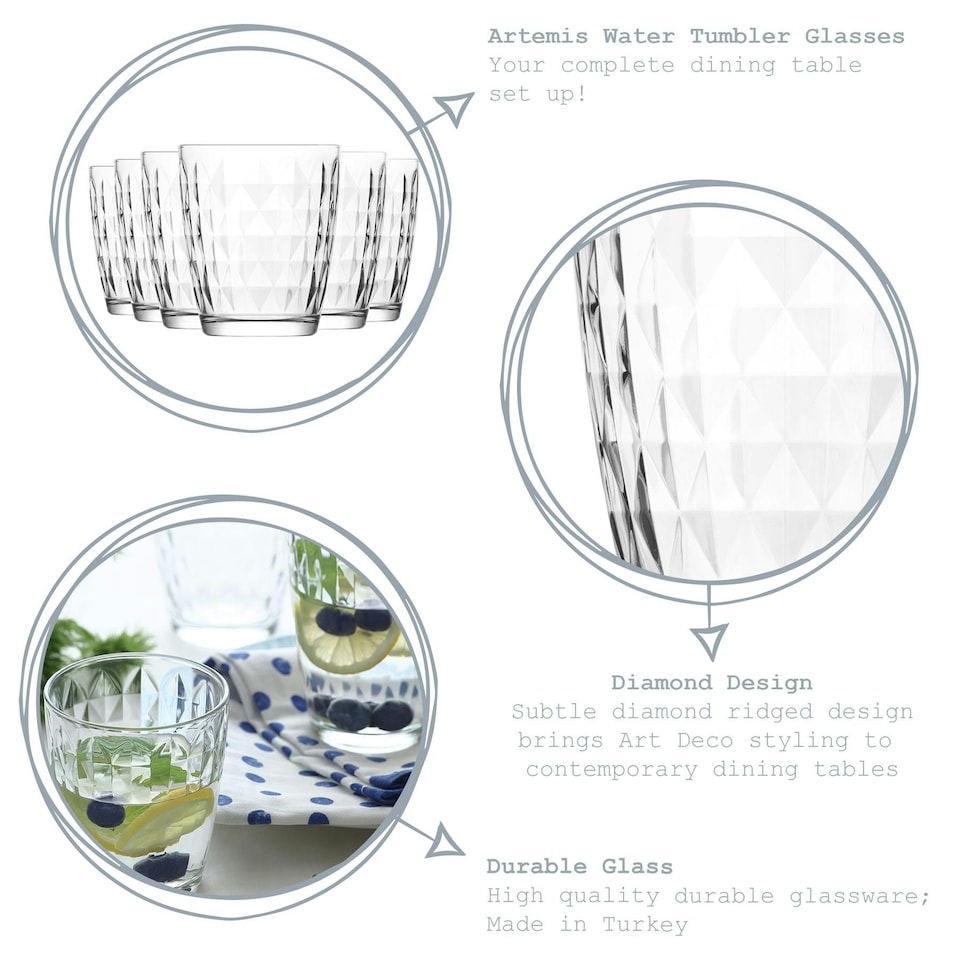 image 1 of LAV Artemis Water Glasses - 340ml - Clear - Pack of 6 Clear