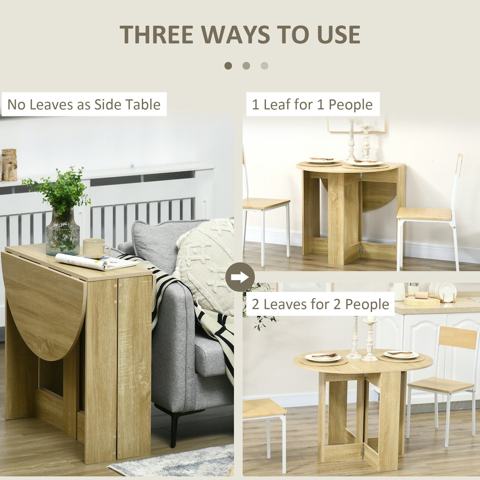 image 1 of HOMCOM Folding Dining Table Foldable Drop Leaf Dinner Table for Kitchen Oak