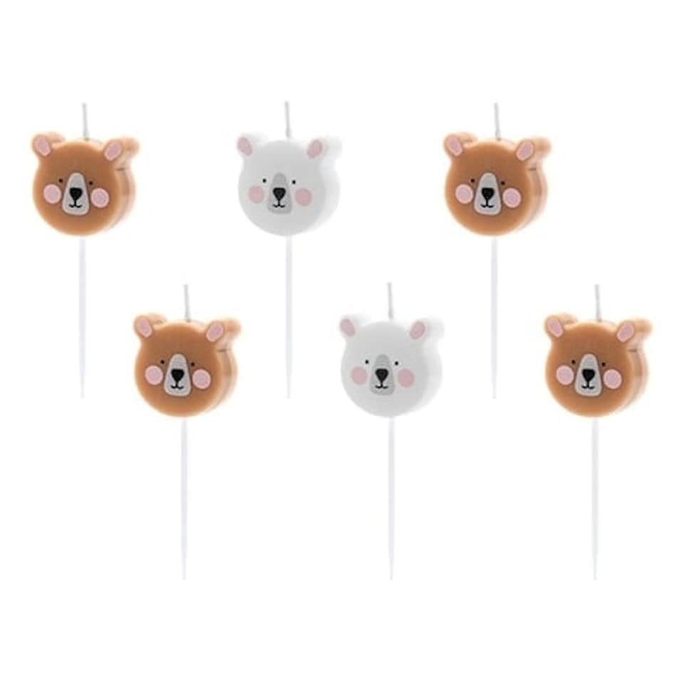Bear Birthday Pick Candles - Pack of 6