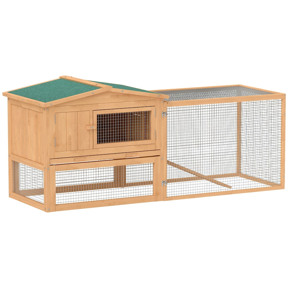 image 1 of PawHut Rabbit Hutch, Guinea Pig Hutch 2 Tier with Run for Outdoor Garden