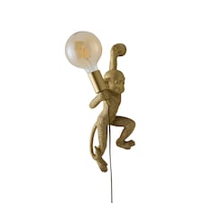 ValueLights George Monkey Holding a Light Bulb Wall Light Gold | Gold