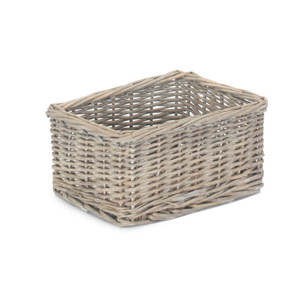 image 1 of Small Wicker Grey Wash Storage Tray | Grey | Grey Wash