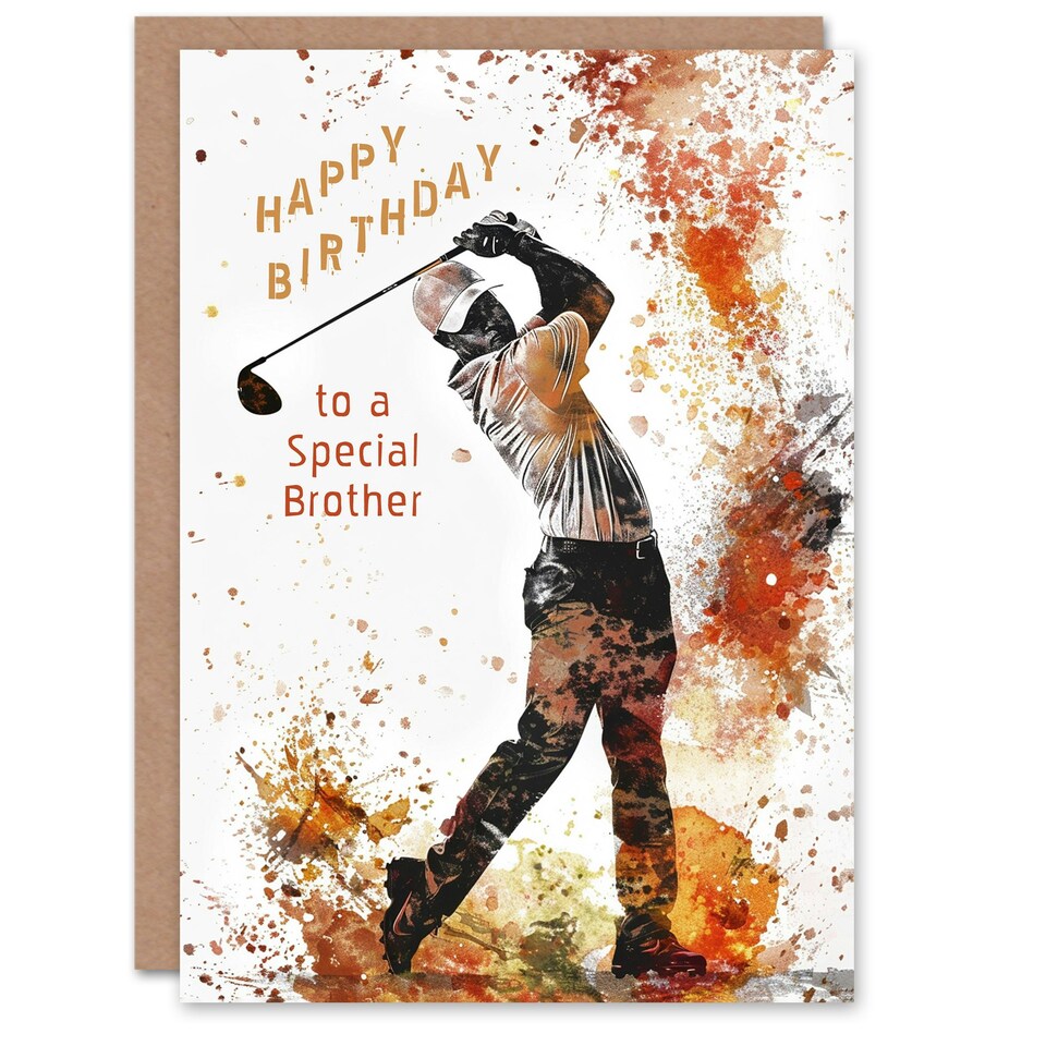 image 1 of Special Golf Lover Tee Shot Driver Swing Brother Birthday Card