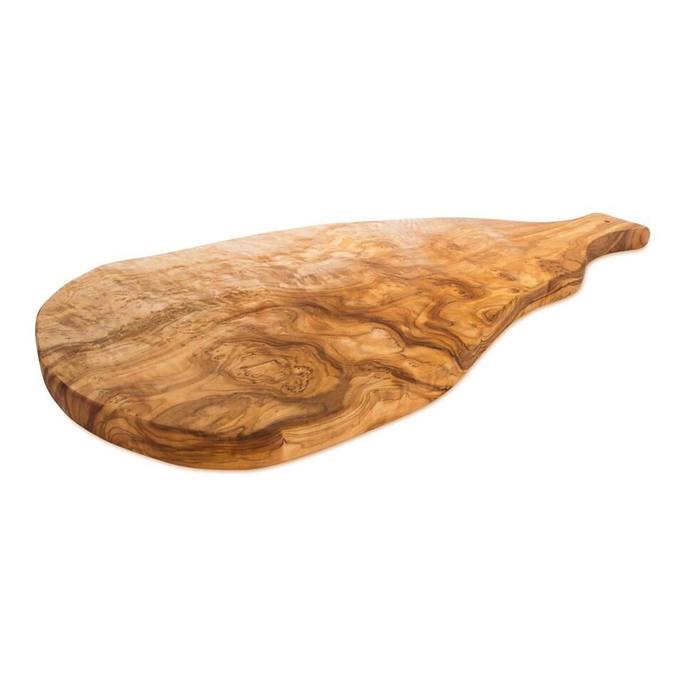 image 1 of Verano Spanish Ceramics Olive Wood Extra Large Rustic Board w/ Handle - 50cm Brown