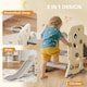 image 4 of AIYAPLAY Foldable Kids Slide with Climber, Basketball Hoop, Cream White