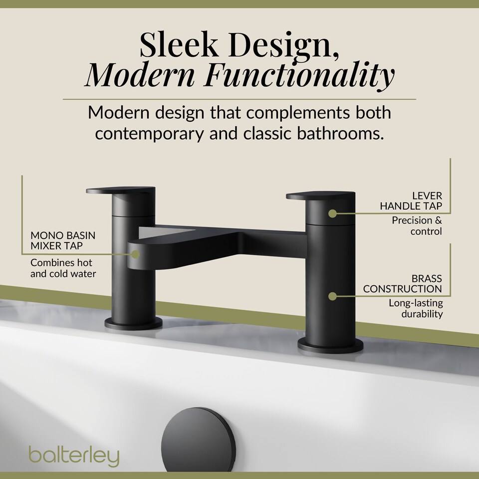 image 1 of Cascade Round Deck Mounted Bath Filler Tap - Matt Black | Black | Matt Black | 1
