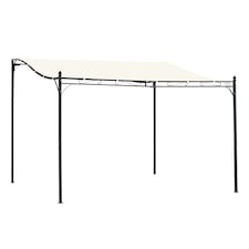 Outsunny 4 x 3 Meters Canopy Metal Wall Gazebo Awning Garden Marquee Shelter Door Porch  Cream