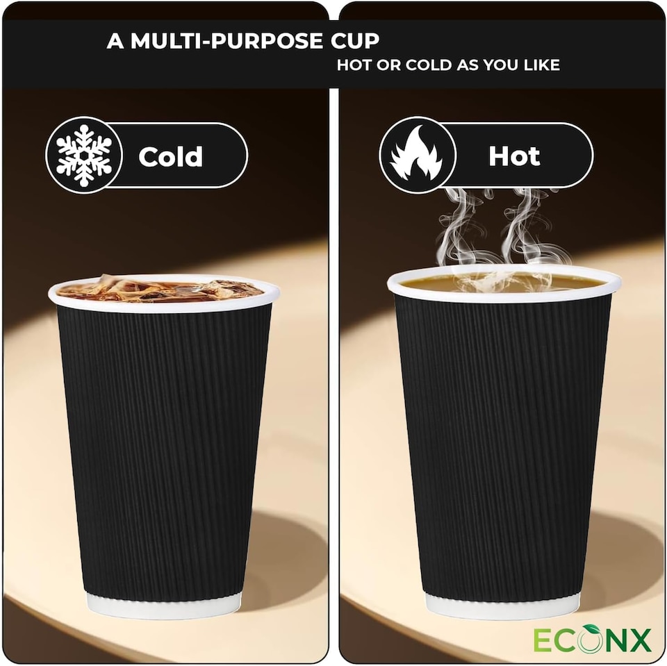 image 1 of ECONX Disposable Coffee Cups 16oz Strong 3-PLY Insulated Takeaway Paper Cup 50pc
