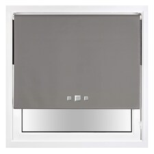 FURNISHED Blackout Roller Blind with Triple Square Eyelets Easy Fit Window Shade | Grey | Dark Grey | (W) 215cm x (L) 210cm