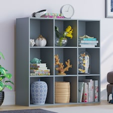 Vida Designs Durham 3x3 Cube Storage Bookcase Display Unit, Grey