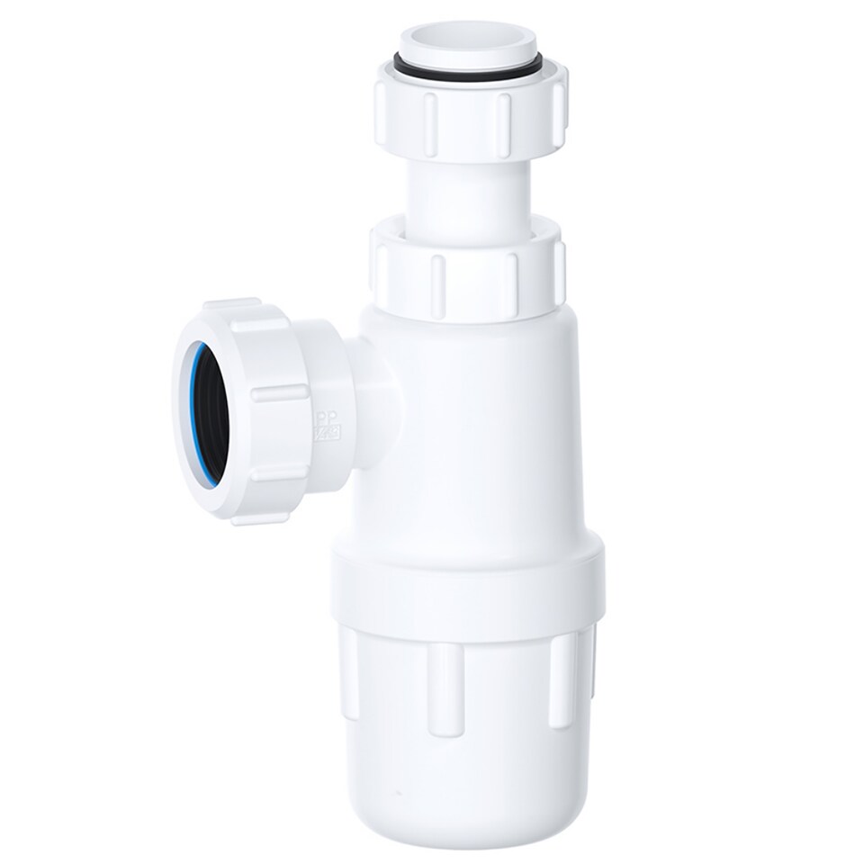 image 1 of SPARES2GO Telescopic Waste Bottle Trap 32mm 1.25" Basin Bidet Urinal Bathroom Kitchen Sink 75mm Seal