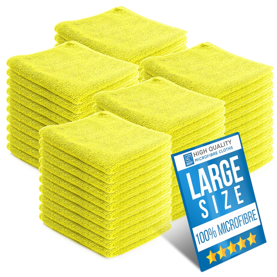 image 1 of Microfibre Cleaning Cloth 40x40cm Super Absorbent Lint Free Microfiber Cloths Cleaning for Home, Kitchen, Mirrors, Car - Pack of 50