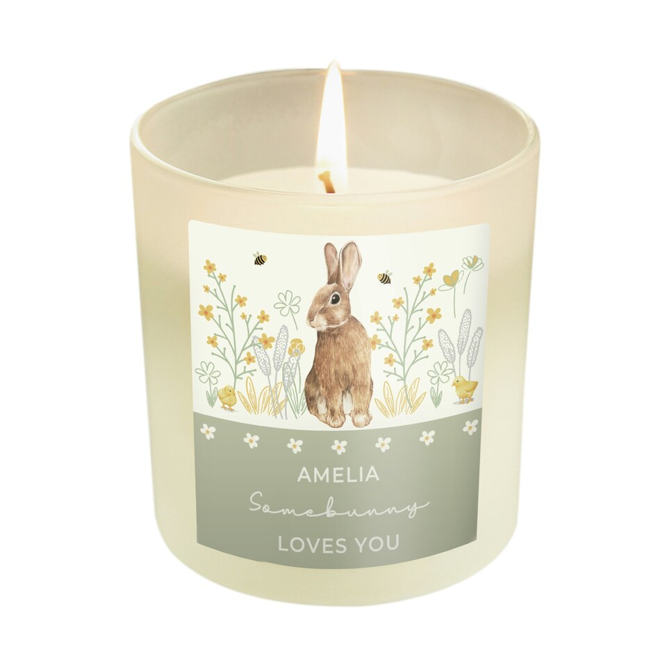 image 1 of Personalised Spring Bunny Candle Jar Clear