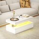 image 7 of HOMCOM LED Coffee Table with Storage, Modern High Gloss Living Room Table with 2 Drawers, Open Shelf and Remote Control, White