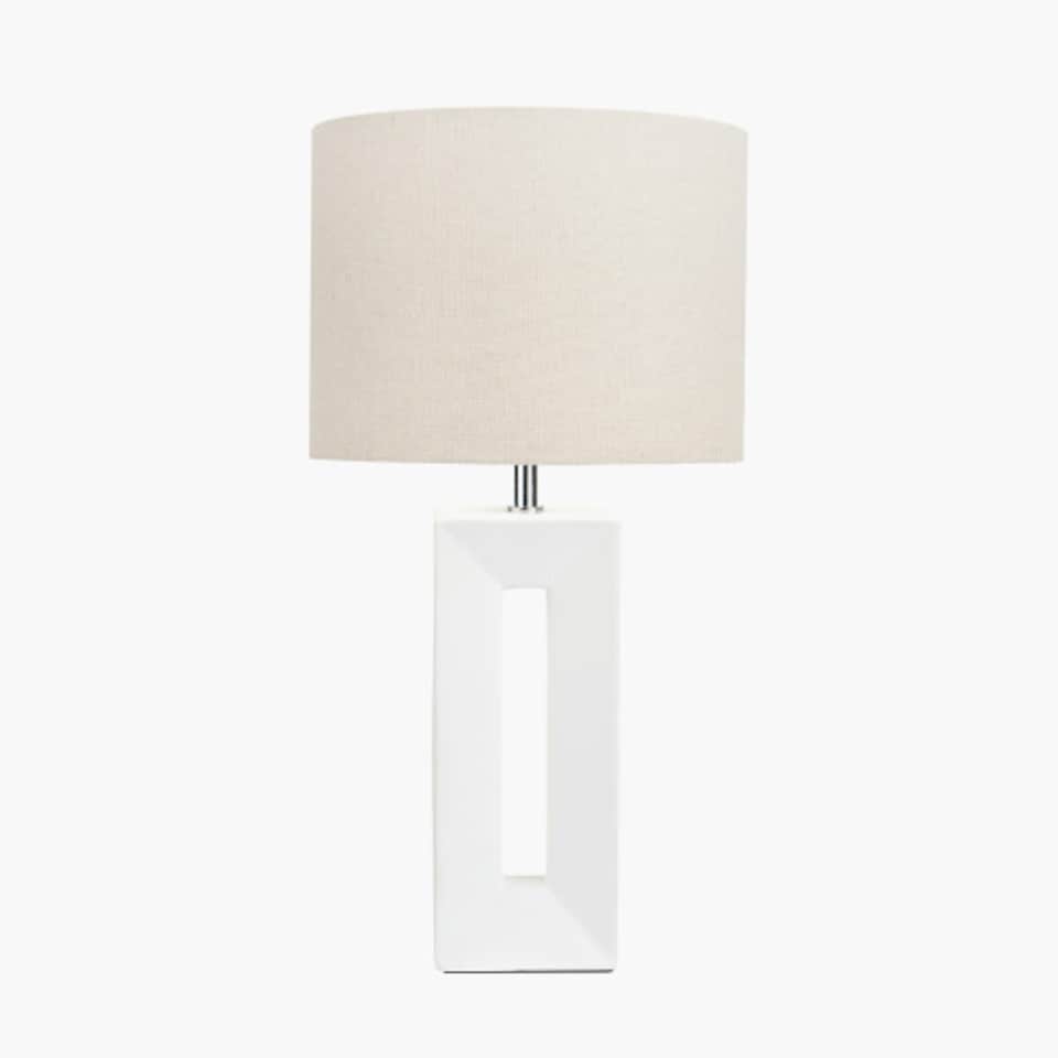 image 1 of Rectangle White Ceramic Tall Table Lamp | White | White | 1