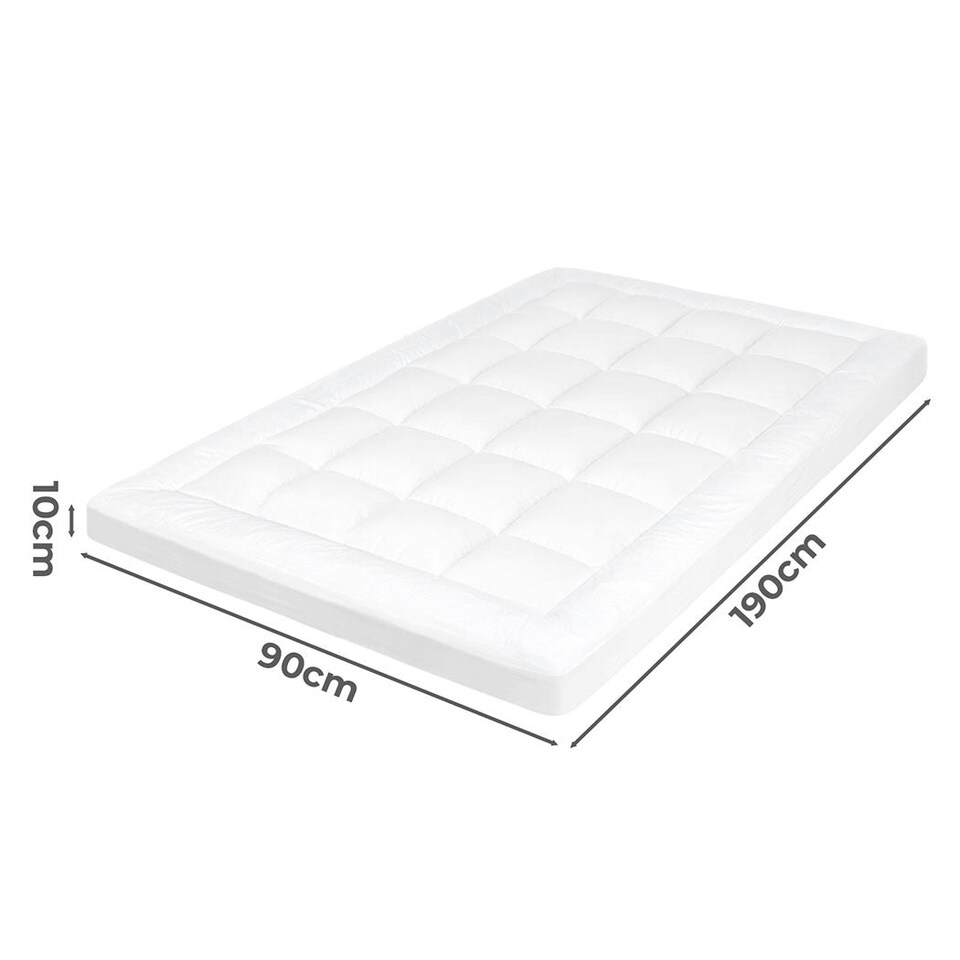 image 1 of Lavio Mattress Topper Single 10CM Deep Washable Thick Soft Microfibre with Strap White | Single
