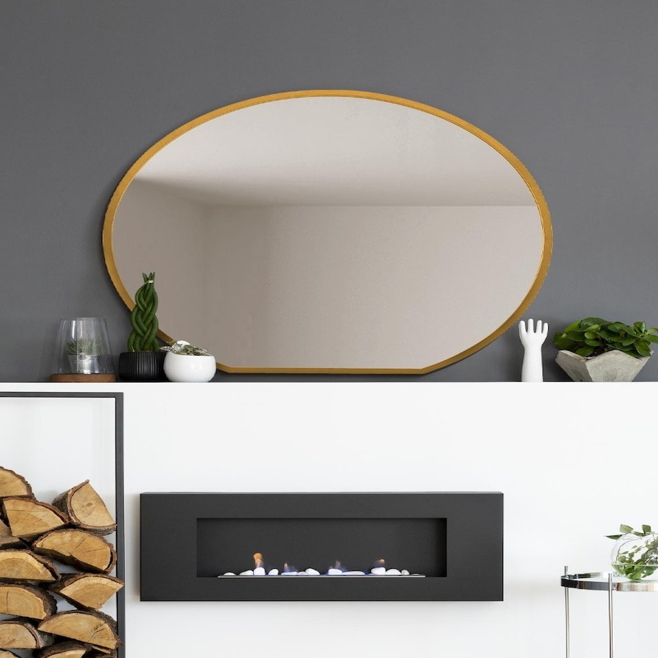 image 1 of The Circulus - Gold Framed Flat Bottom Circular Wall Mirror - Perfect for the Mantle! 41" X 39" (105CM X 100CM) Gold