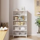 image 8 of Wide Shelf Tier Wooden Bookcase Shelving Modern Open Display Storage Cabinet | White | White 5 Tier Wide | 1