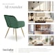 image 7 of Chair Marilyn - with armrests, padded, velvet look, golden steel legs - Set of 4 Green | Dark Green/Gold