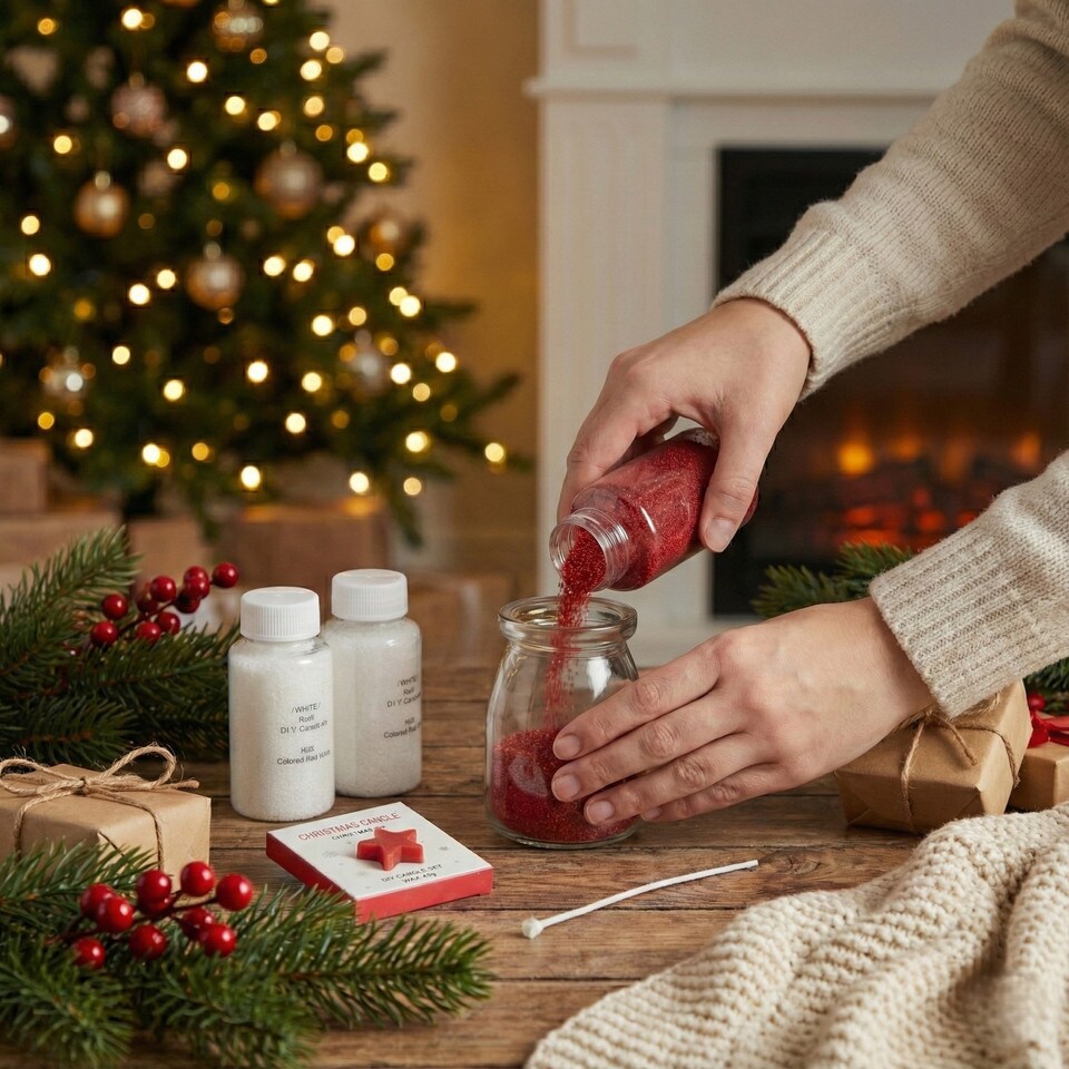 image 1 of Make Your Own Christmas Candle Kit DIY Scented Wax Sand Jar Craft Set Kids Fun | Multi | Apple & Cinnamon