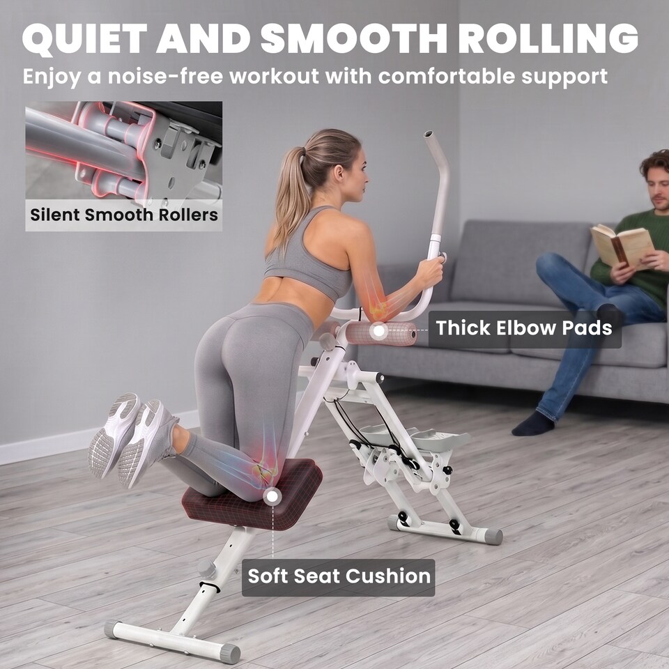 image 1 of SPORTNOW Foldable 2-in-1 Ab Machine and Stair Stepper for Core, White