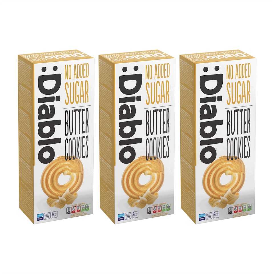 image 1 of Diablo No Added Sugar Butter Cookies 135g 3 Pack