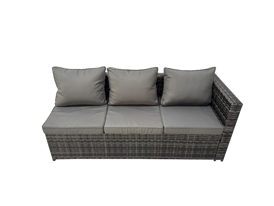 image 1 of Fimous Rattan Garden Furniture Patio Furniture Sets with Corner Sofa Square Coffee Table 3 Footstools Dark Grey Mixed