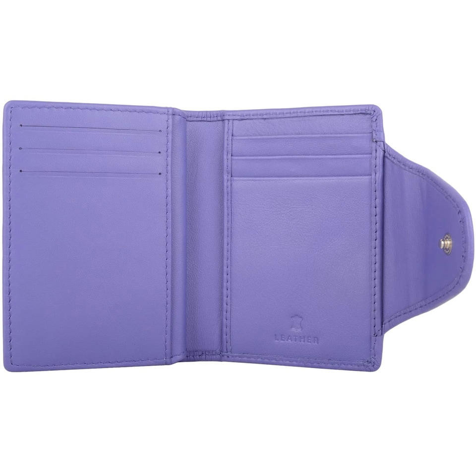 image 1 of Slim Line Genuine Soft Leather RFID Protected Credit Card Holder Purse Purple | Violet