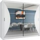 image 1 of Sleek Sliding Wardrobe 203cm with Curved Mirror Design | White, Black, Grey Finish White | White203cm 