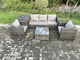 image 2 of Fimous Outdoor Lounge Sofa Set Wicker PE Rattan Garden Furniture Set with 2 Armchairs Side Table Square Coffee Table Dark Grey Mixed