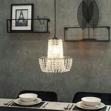 ValueLights Tegan Plastic - Acrylic Polished Silver Tiered Ceiling Pendant Droplets Shade