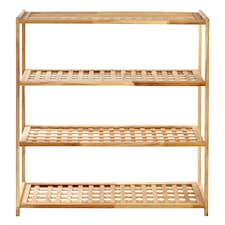 Parker Walnut Wood Bathe Four Tier Shoe Rack | Cream