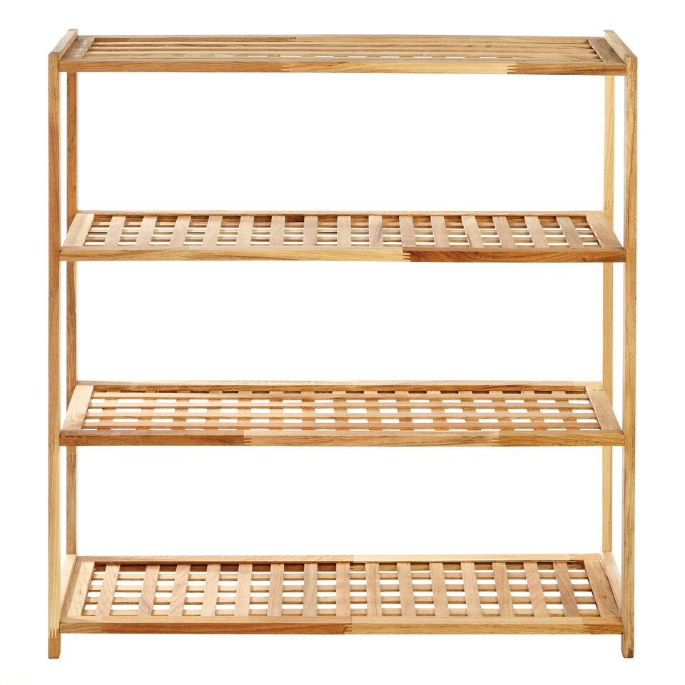image 1 of Parker Walnut Wood Bathe Four Tier Shoe Rack | Cream